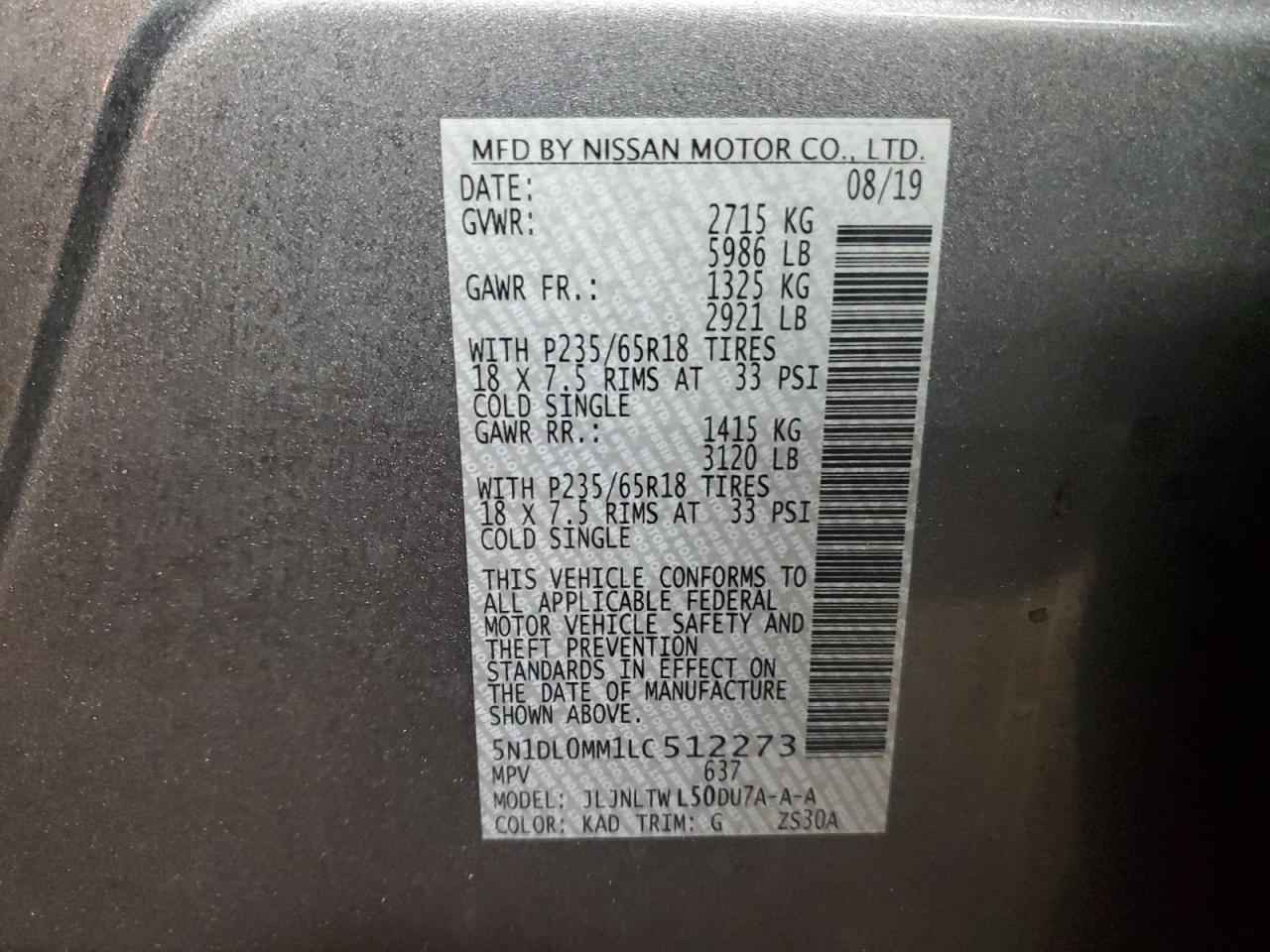 2020 Infiniti Qx60 Luxe VIN: 5N1DL0MM1LC512273 Lot: 93179025