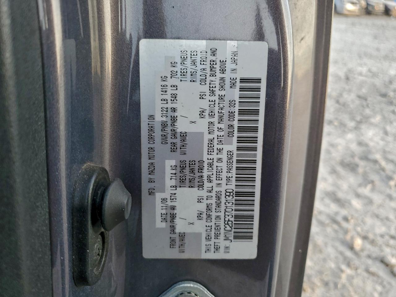 2007 Mazda Mx-5 Miata VIN: JM1NC26F370131390 Lot: 93903995