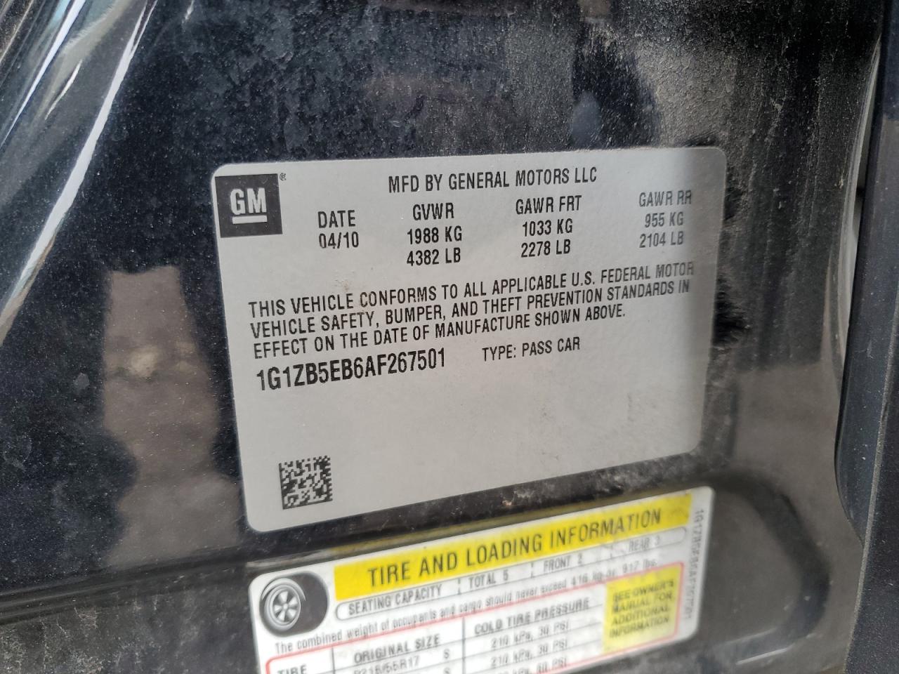 2010 Chevrolet Malibu Ls VIN: 1G1ZB5EB6AF267501 Lot: 92788495