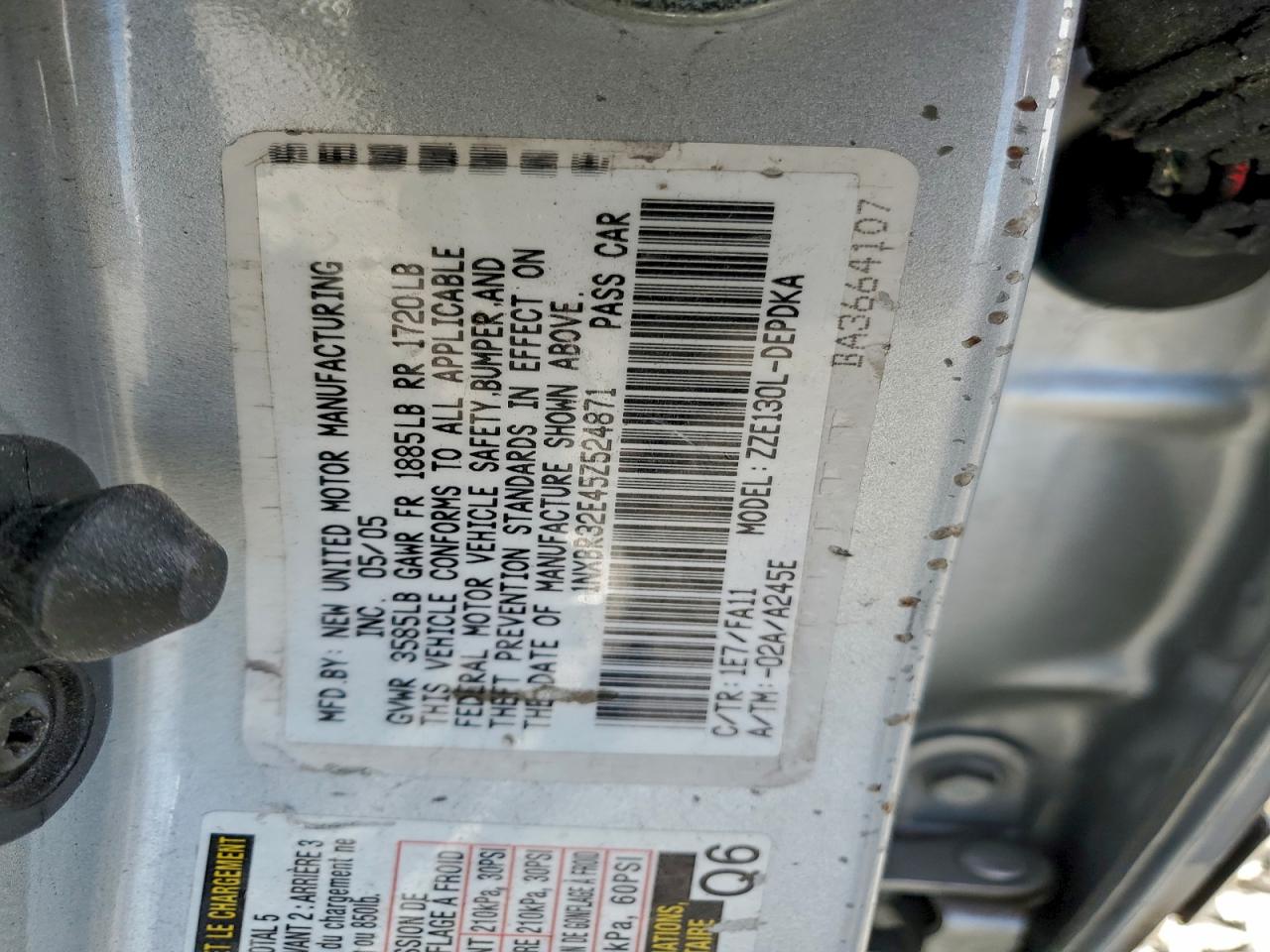 2005 Toyota Corolla Ce VIN: 1NXBR32E45Z524871 Lot: 93880975