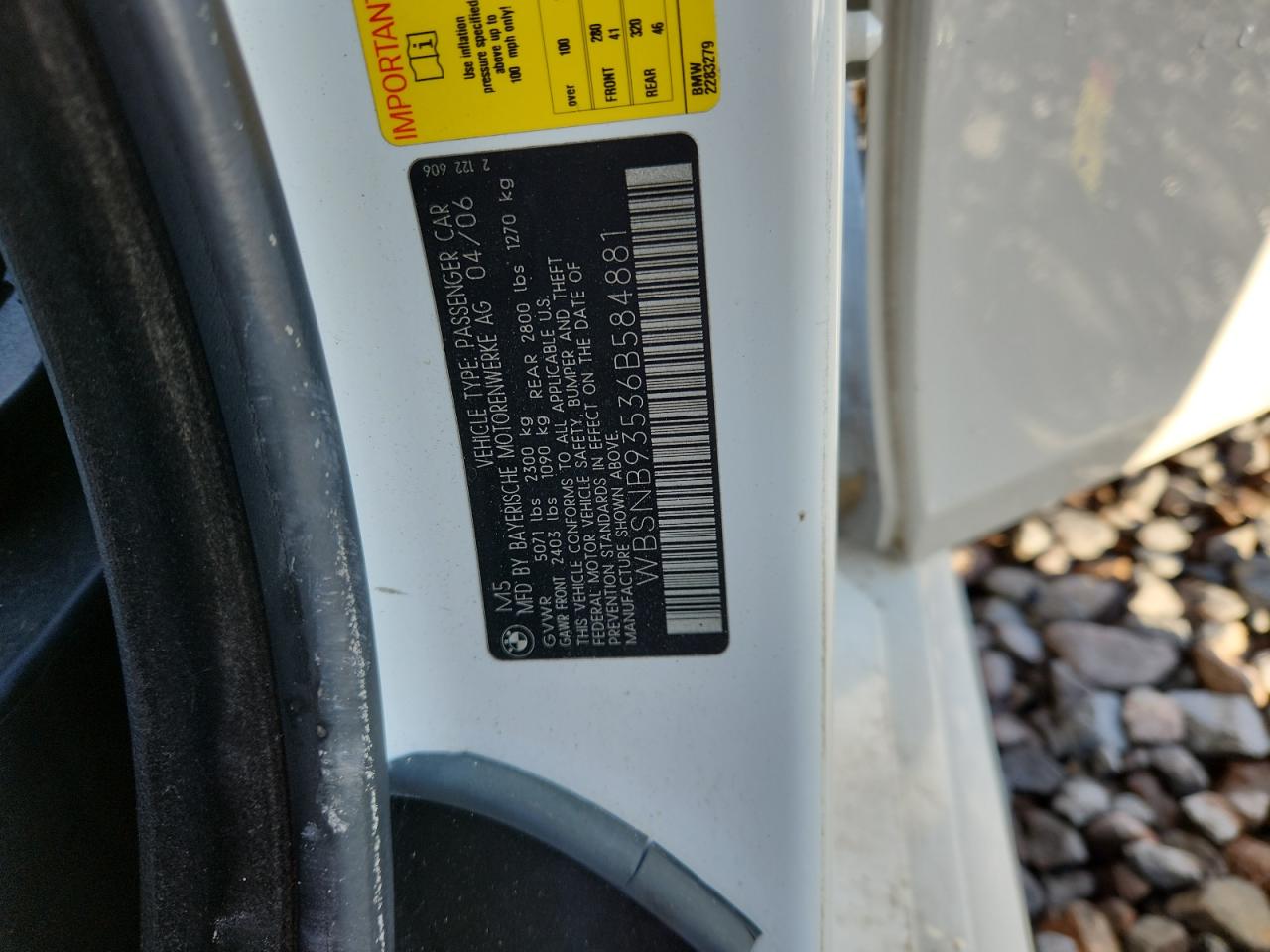 2006 BMW M5 VIN: WBSNB93536B584881 Lot: 90747065