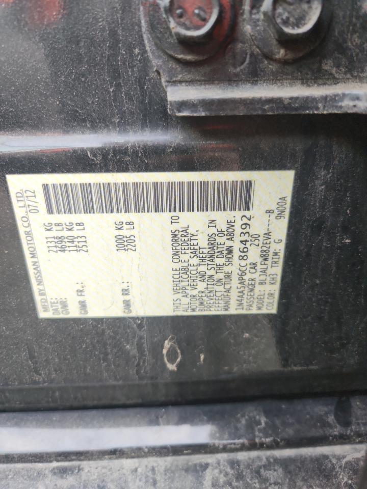 2012 Nissan Maxima S VIN: 1N4AA5AP6CC864392 Lot: 91545645