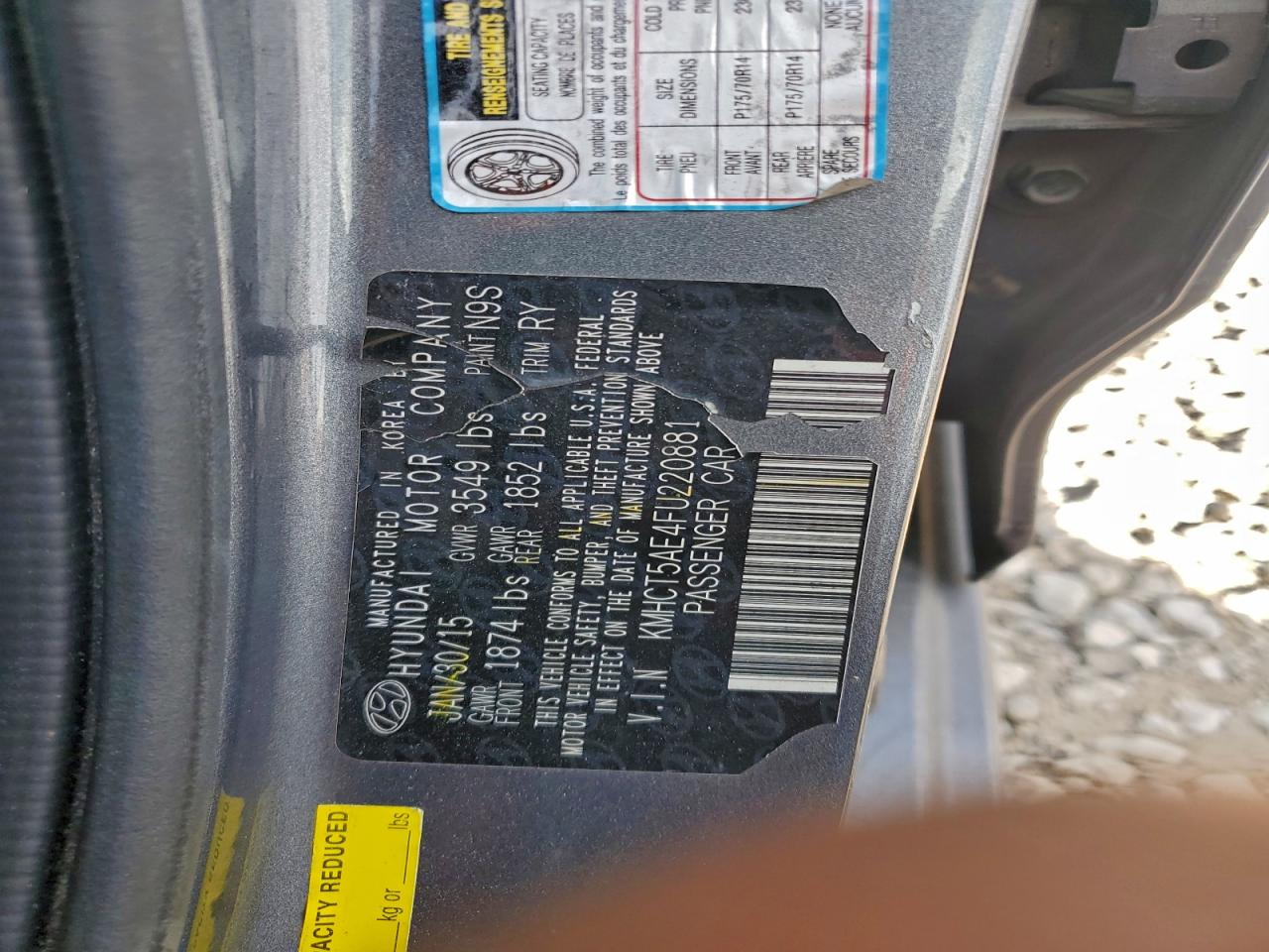 2015 Hyundai Accent Gs VIN: KMHCT5AE4FU220881 Lot: 94608145