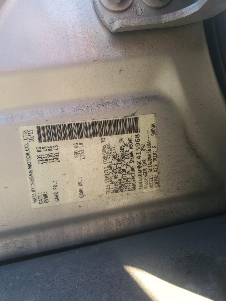 2016 Nissan Maxima 3.5S VIN: 1N4AA6AP8GC415968 Lot: 93155095