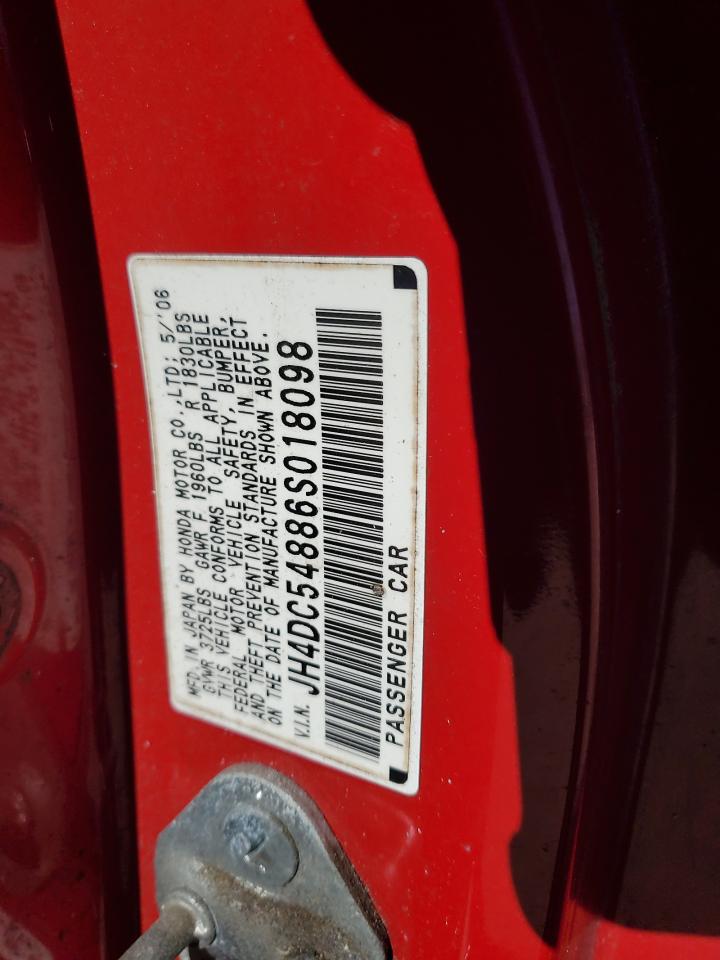 2006 Acura Rsx VIN: JH4DC54886S018098 Lot: 92505185