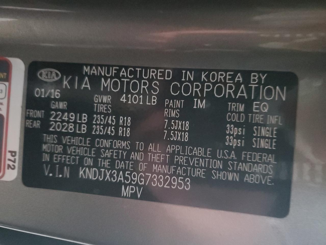 2016 Kia Soul ! VIN: KNDJX3A59G7332953 Lot: 93760475