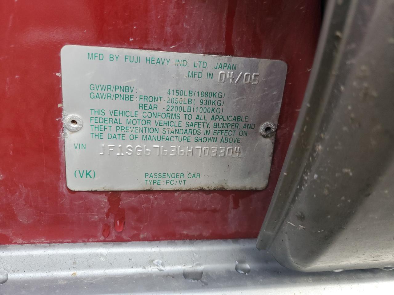 2006 Subaru Forester 2.5X Ll Bean VIN: JF1SG67636H703304 Lot: 92818945