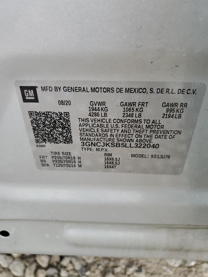 2020 Chevrolet Trax Ls VIN: 3GNCJKSB5LL322040 Lot: 93067155