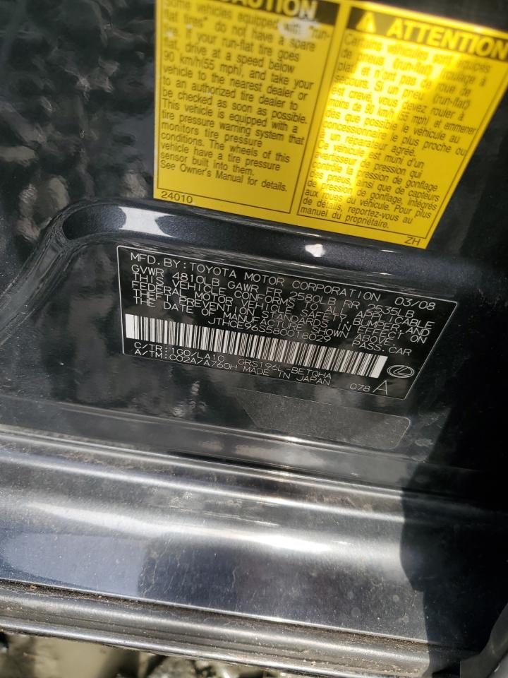 2008 Lexus Gs 350 VIN: JTHCE96S580018029 Lot: 93402725