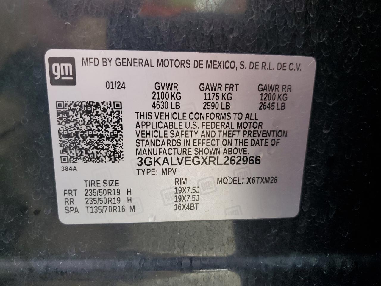 2024 GMC Terrain Slt VIN: 3GKALVEGXRL262966 Lot: 92346915