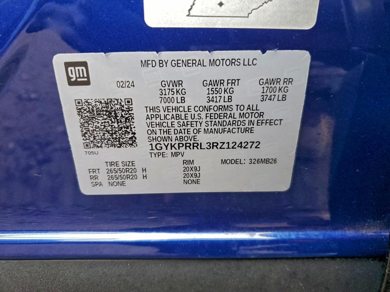 2024 Cadillac Lyriq Luxury VIN: 1GYKPRRL3RZ124272 Lot: 93367595