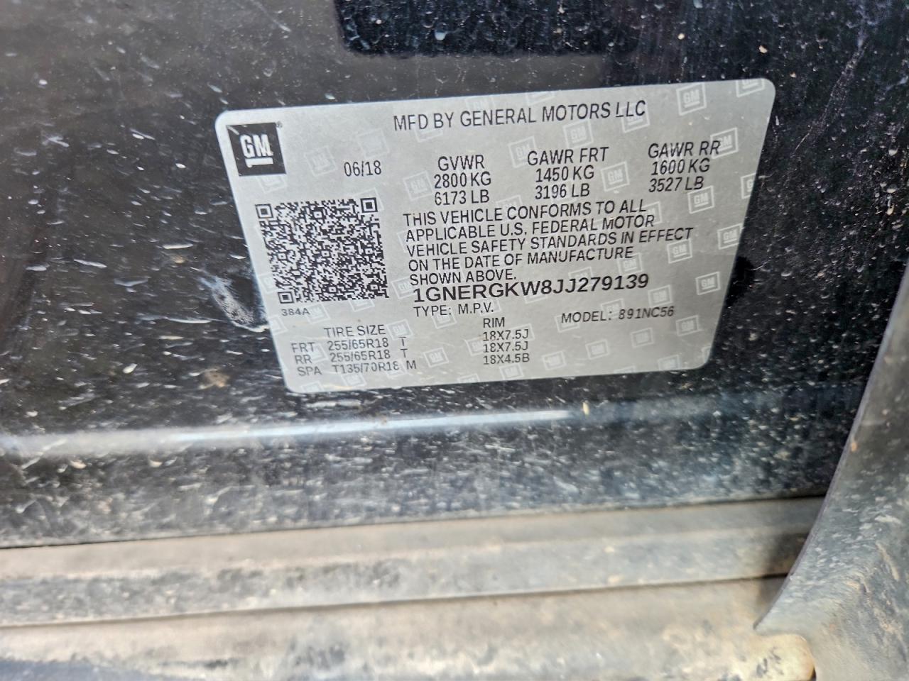 2018 Chevrolet Traverse Lt VIN: 1GNERGKW8JJ279139 Lot: 94180275