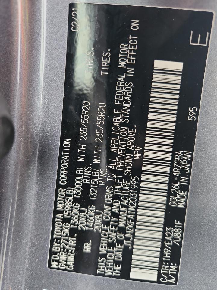 2021 Lexus Rx 350 L VIN: JTJHZKFA1M2031995 Lot: 93622115