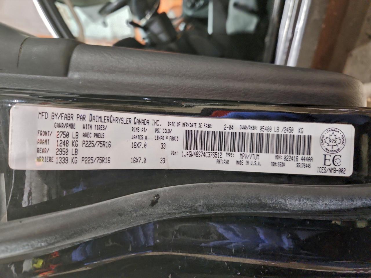 2004 Jeep Grand Cherokee Laredo VIN: 1J4GW48S74C376512 Lot: 94361815