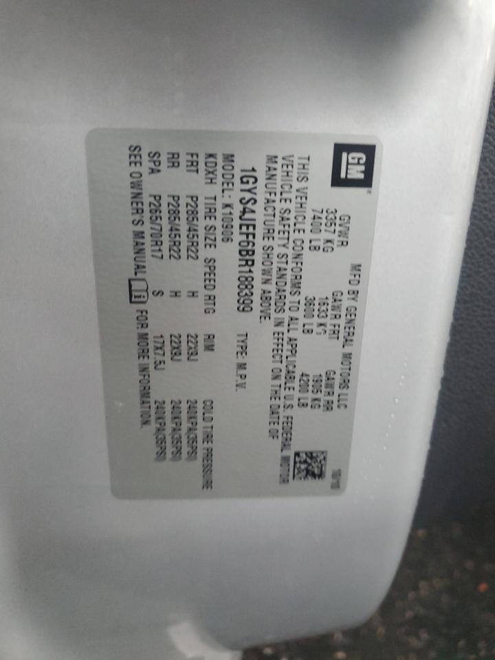 2011 Cadillac Escalade Esv Premium VIN: 1GYS4JEF6BR188399 Lot: 93480655