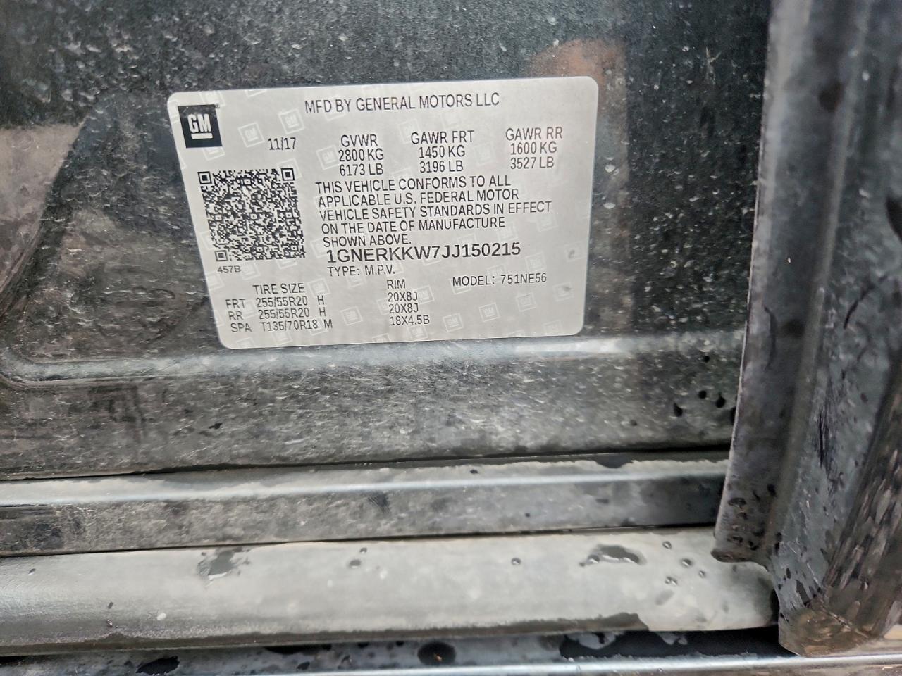 2018 Chevrolet Traverse Premier VIN: 1GNERKKW7JJ150215 Lot: 93952545