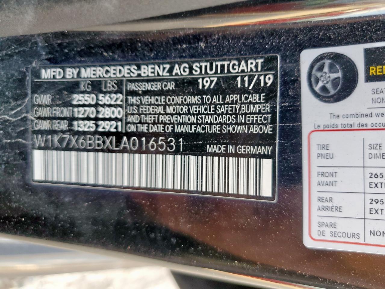 2020 Mercedes-Benz Amg Gt 53 VIN: W1K7X6BBXLA016531 Lot: 92814675