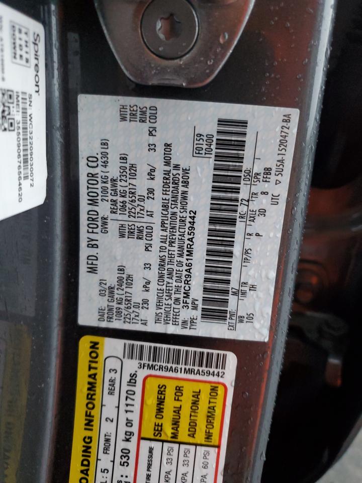 2021 Ford Bronco Sport VIN: 3FMCR9A61MRA59442 Lot: 91643855