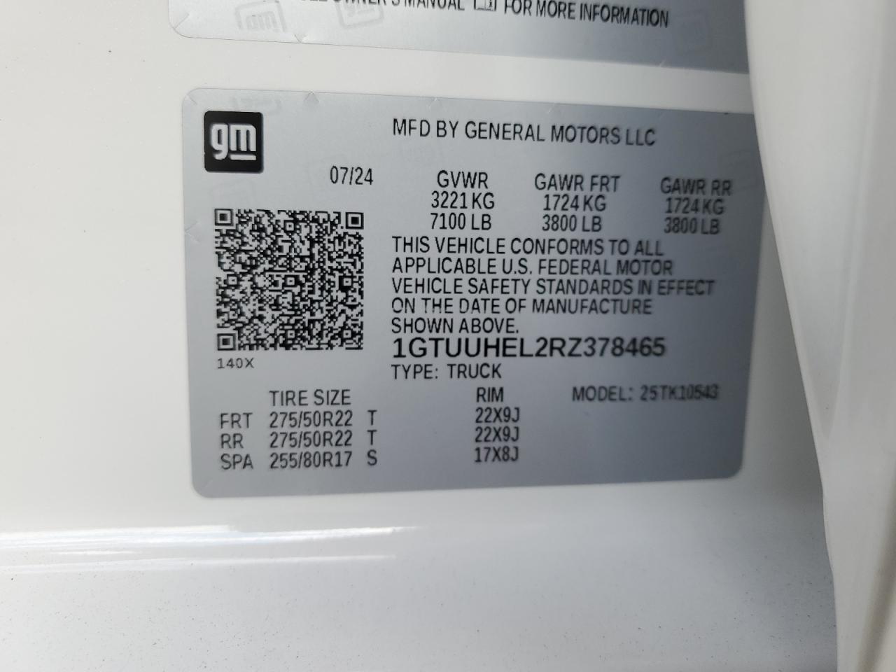 2024 GMC Sierra K1500 Denali Ultimate VIN: 1GTUUHEL2RZ378465 Lot: 91616025