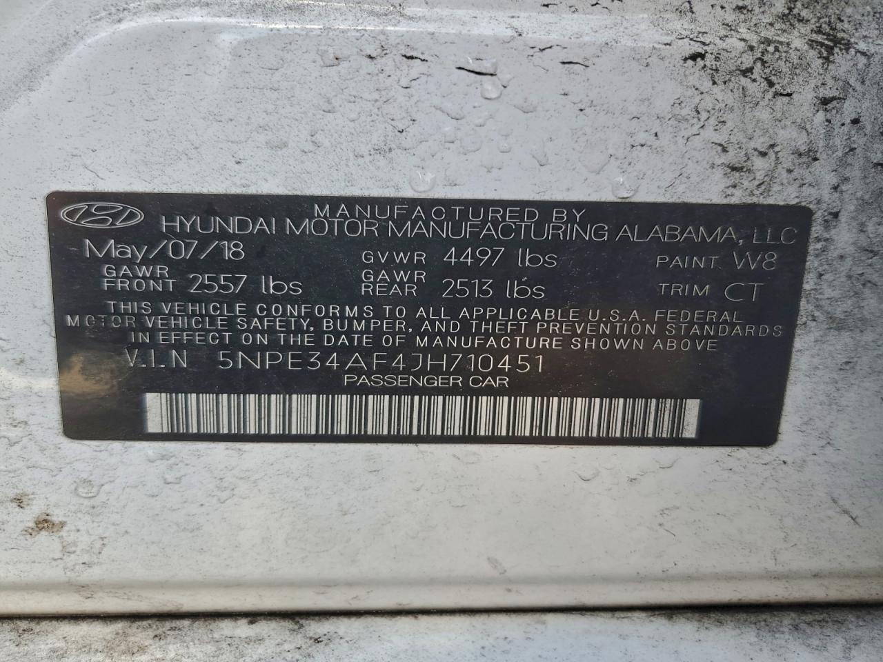 2018 Hyundai Sonata Sport VIN: 5NPE34AF4JH710451 Lot: 94461905