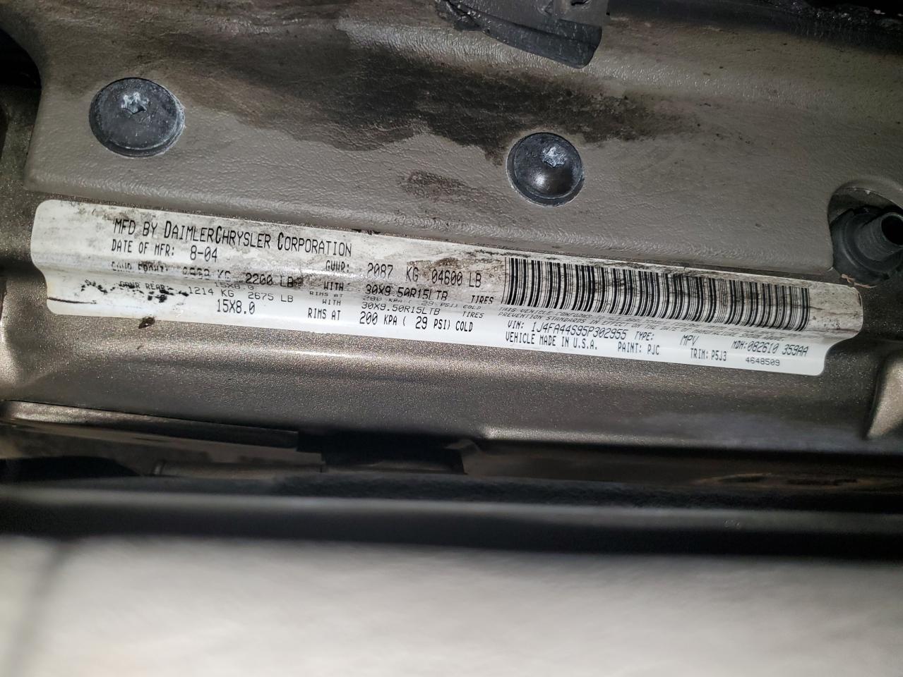 2005 Jeep Wrangler / Tj Unlimited VIN: 1J4FA44S95P302955 Lot: 93401805