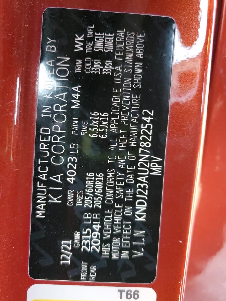 2022 Kia Soul Lx VIN: KNDJ23AU2N7822542 Lot: 93217595