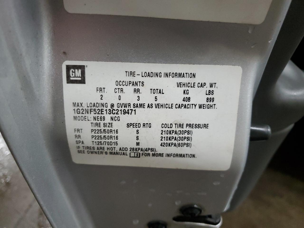 2003 Pontiac Grand Am Se1 VIN: 1G2NF52E13C219471 Lot: 92613245