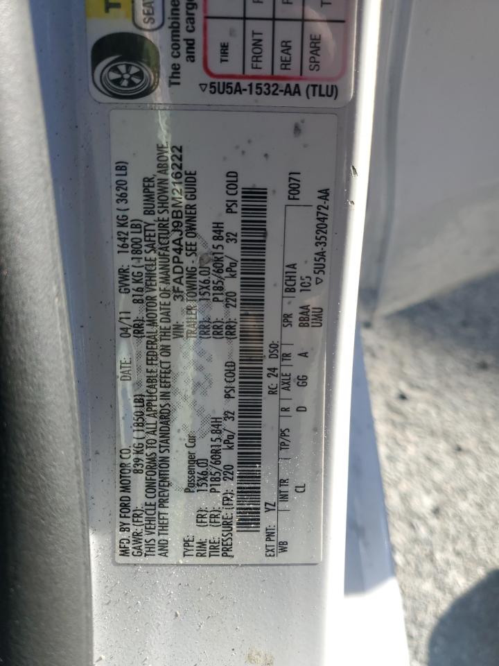 2011 Ford Fiesta S VIN: 3FADP4AJ9BM216222 Lot: 91565605