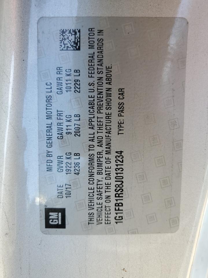 2018 Chevrolet Camaro Lt VIN: 1G1FB1RS8J0131234 Lot: 92273905