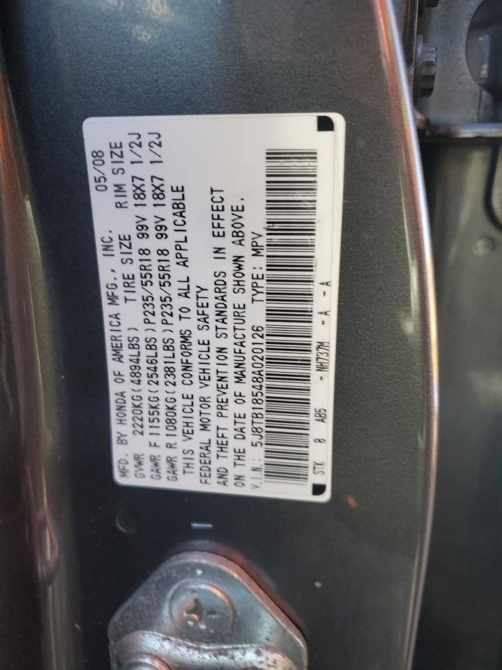 2008 Acura Rdx Technology VIN: 5J8TB18548A020126 Lot: 91063255