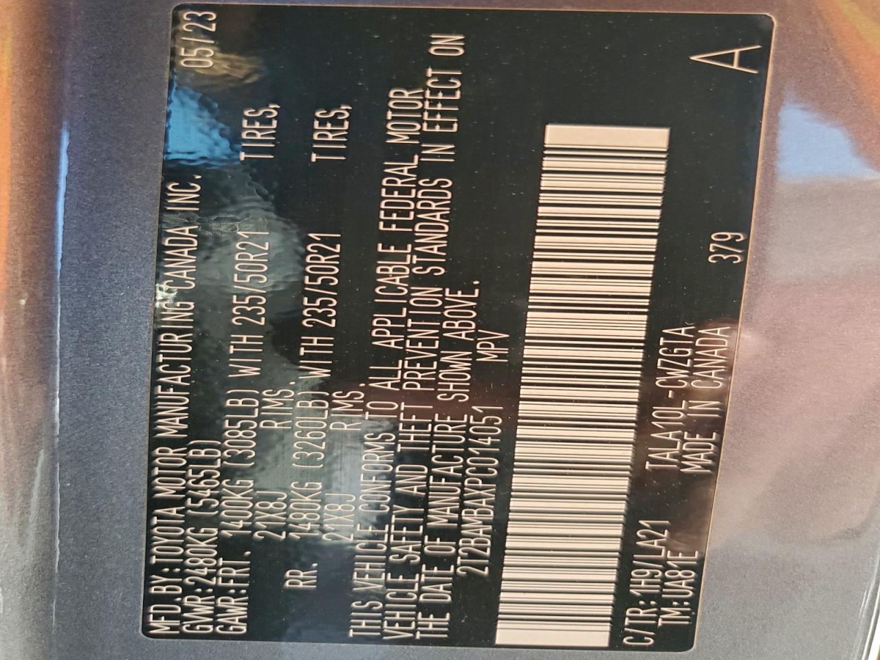 2023 Lexus Rx 350 Base VIN: 2T2BAMBAXPC014051 Lot: 92602055