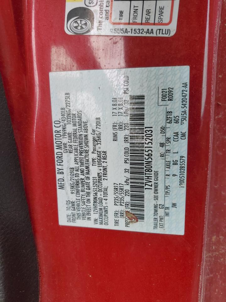 2006 Ford Mustang VIN: 1ZVHT80N565152031 Lot: 92177275