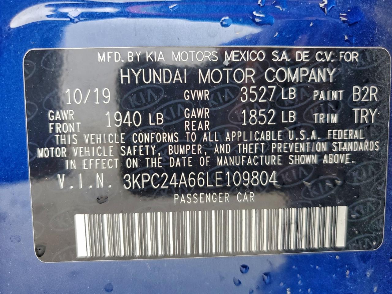 2020 Hyundai Accent Se VIN: 3KPC24A66LE109804 Lot: 94265385