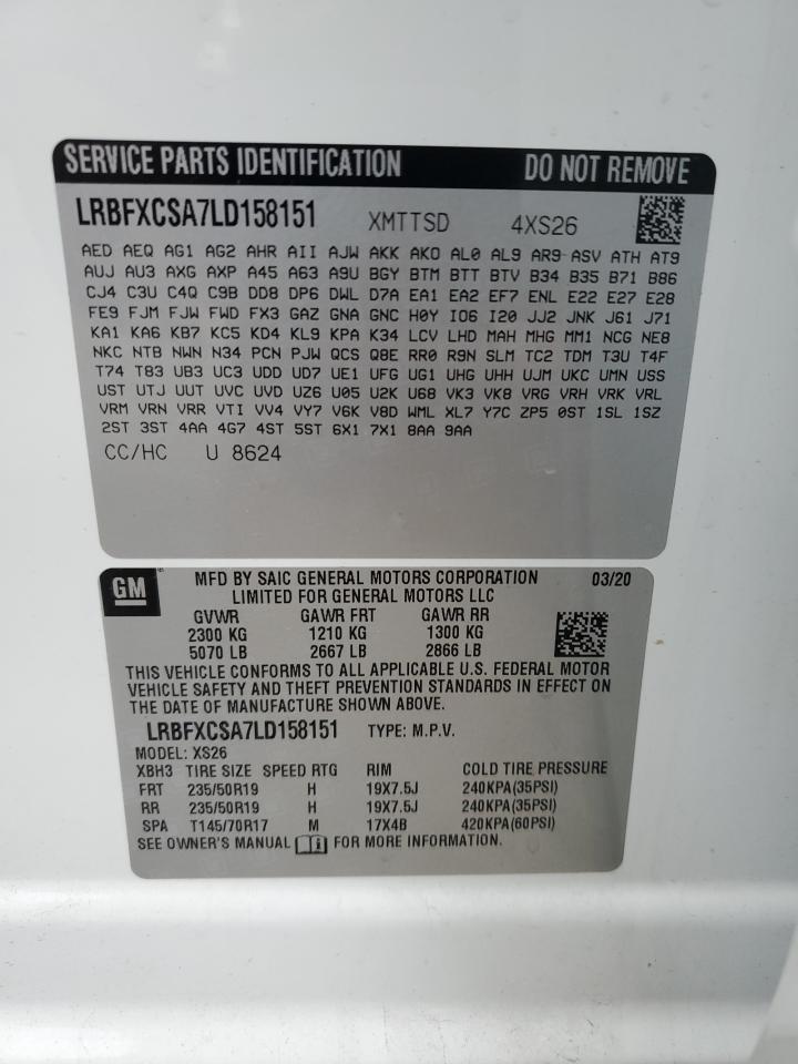 2020 Buick Envision Essence VIN: LRBFXCSA7LD158151 Lot: 93036485