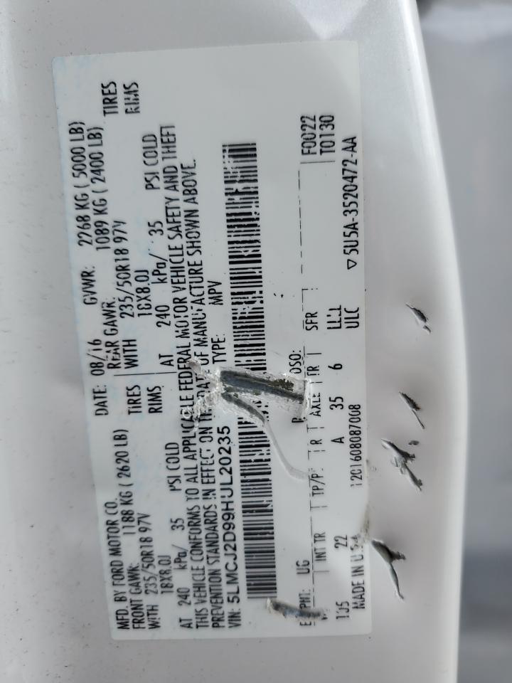 2017 Lincoln Mkc Select VIN: 5LMCJ2D99HUL20235 Lot: 92082475