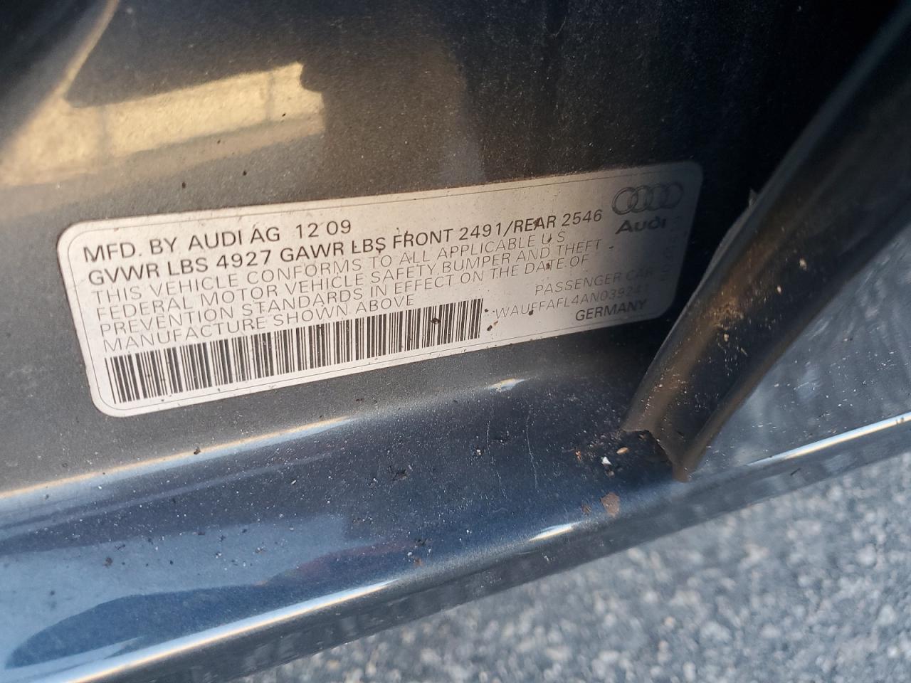 2010 Audi A4 Premium Plus VIN: WAUFFAFL4AN039241 Lot: 91656745