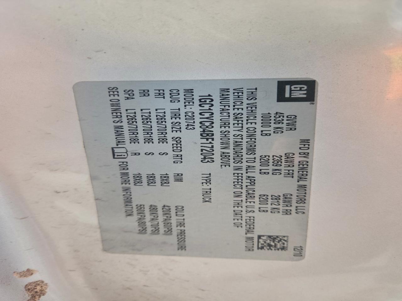 2011 Chevrolet Silverado C2500 Heavy Duty Ltz VIN: 1GC1CYC84BF172043 Lot: 94644805