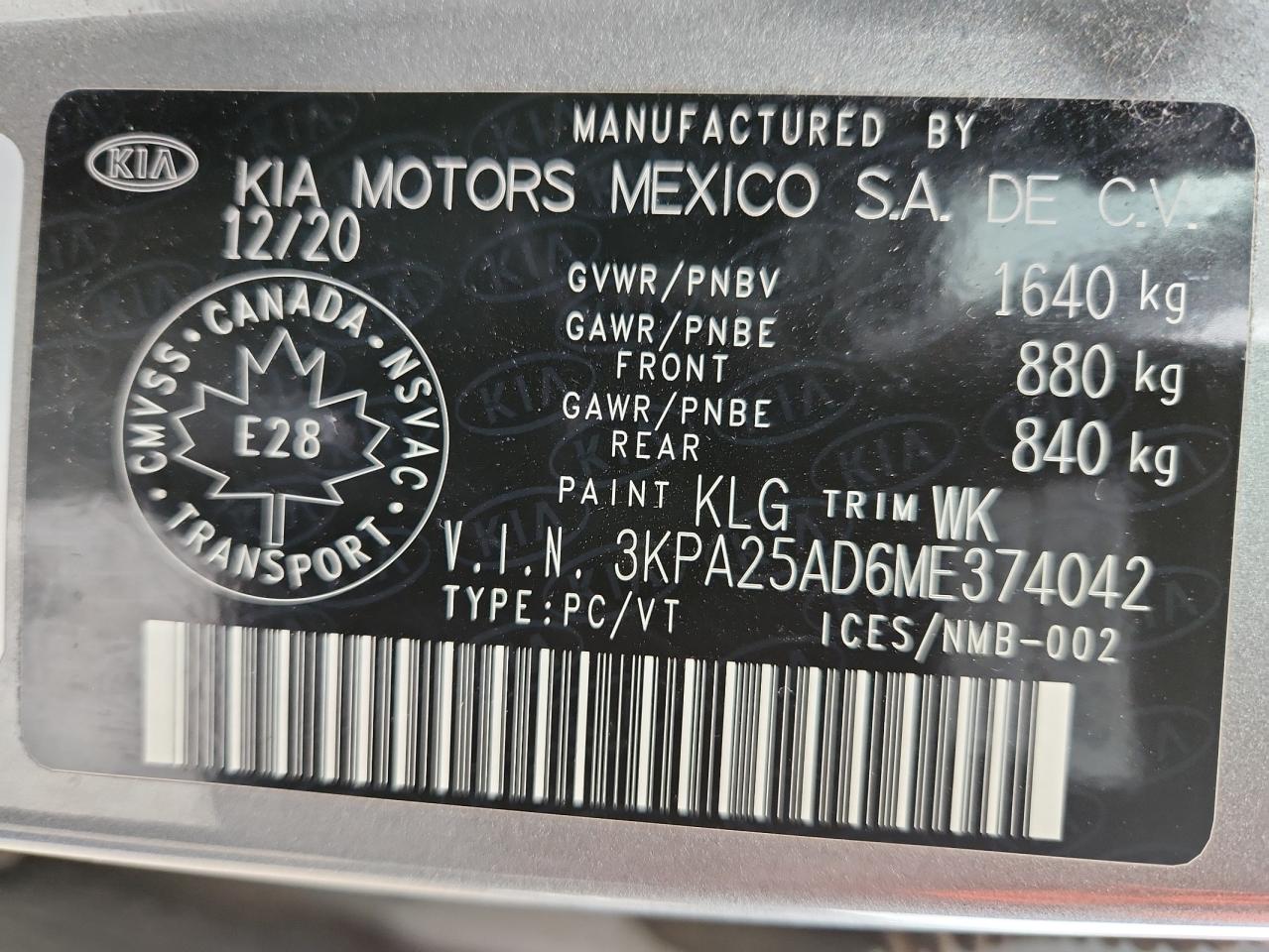 2021 Kia Rio S VIN: 3KPA25AD6ME374042 Lot: 92225385