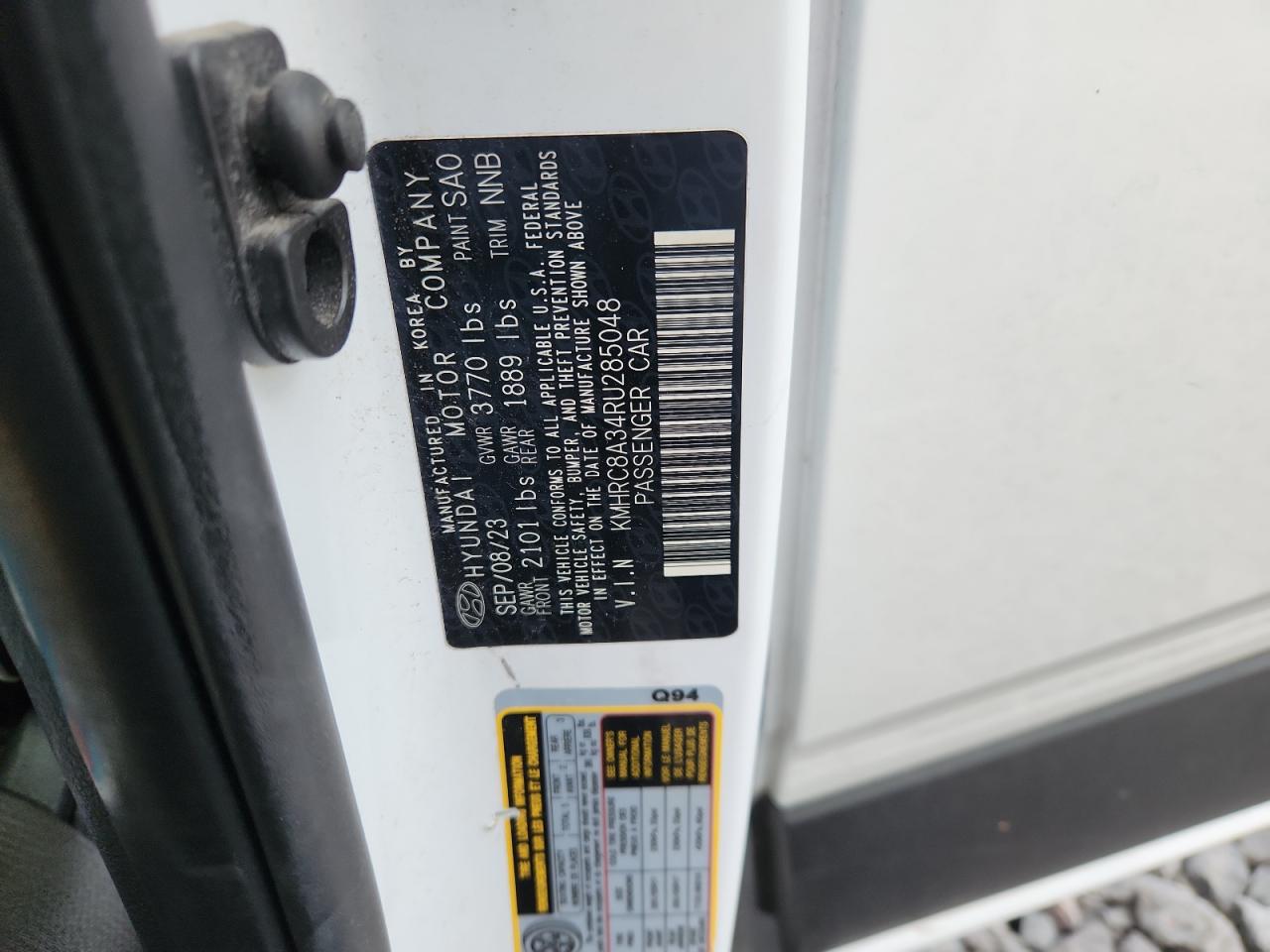 2024 Hyundai Venue Sel VIN: KMHRC8A34RU285048 Lot: 92832335