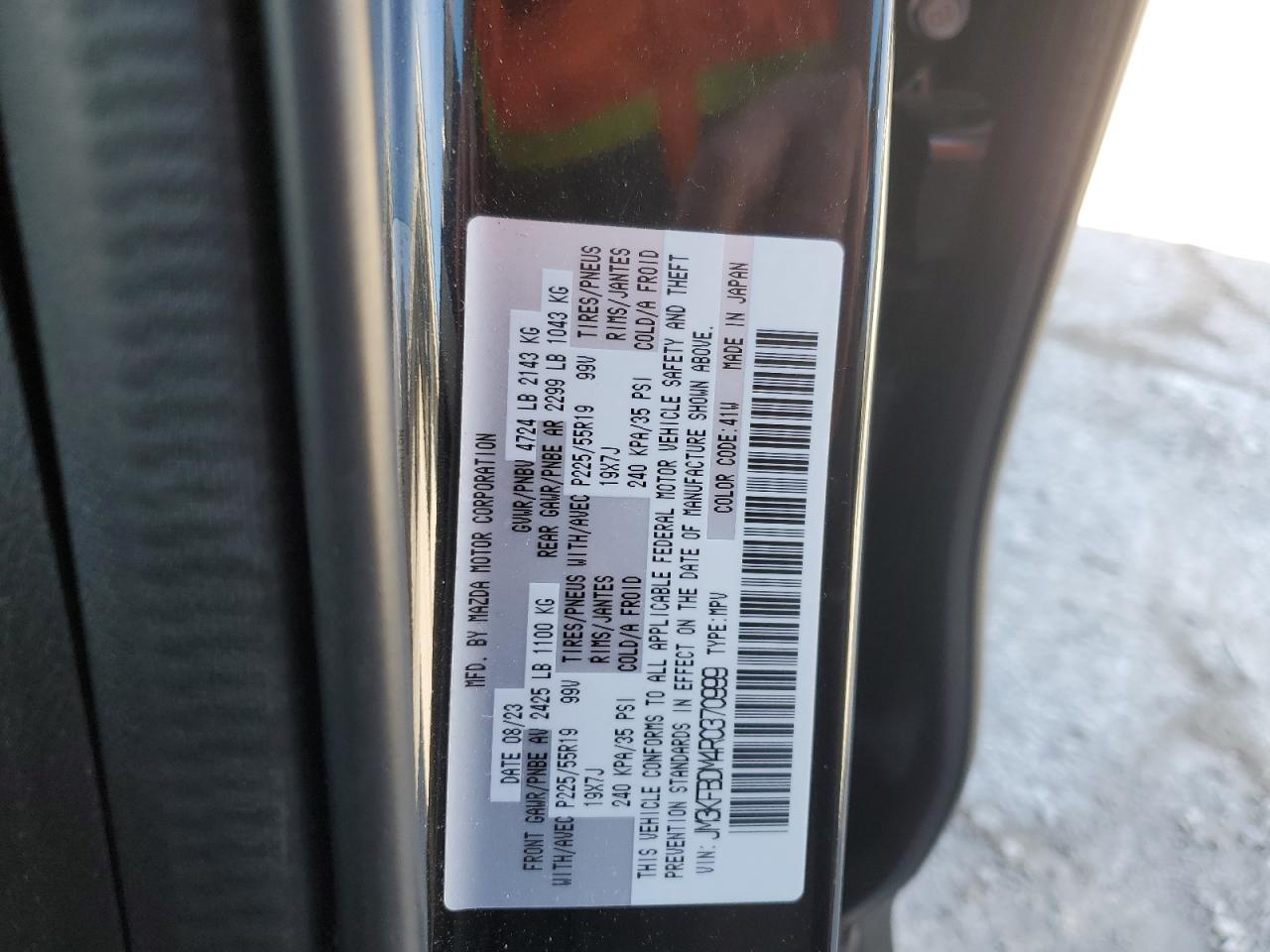 2024 Mazda Cx-5 Premium VIN: JM3KFBDM4R0370999 Lot: 92674425