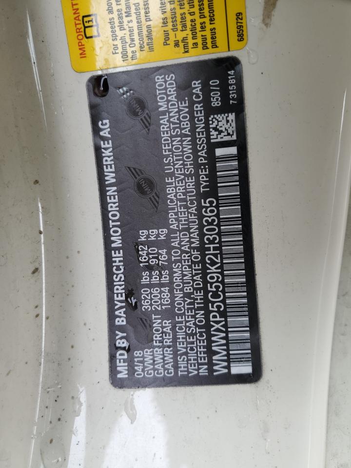 2019 Mini Cooper VIN: WMWXP5C59K2H30365 Lot: 91297545