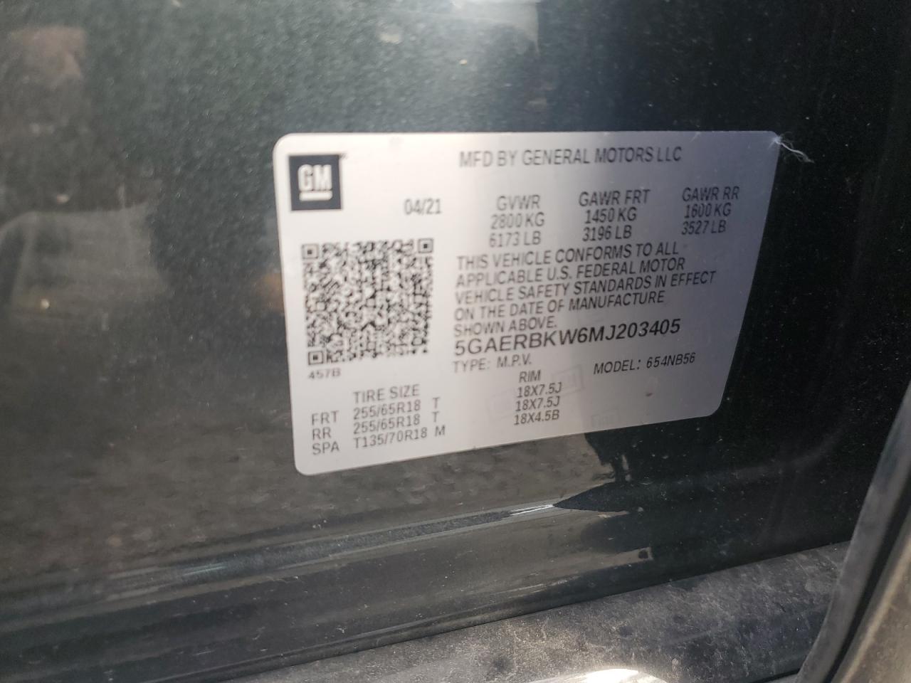 2021 Buick Enclave Essence VIN: 5GAERBKW6MJ203405 Lot: 91098105