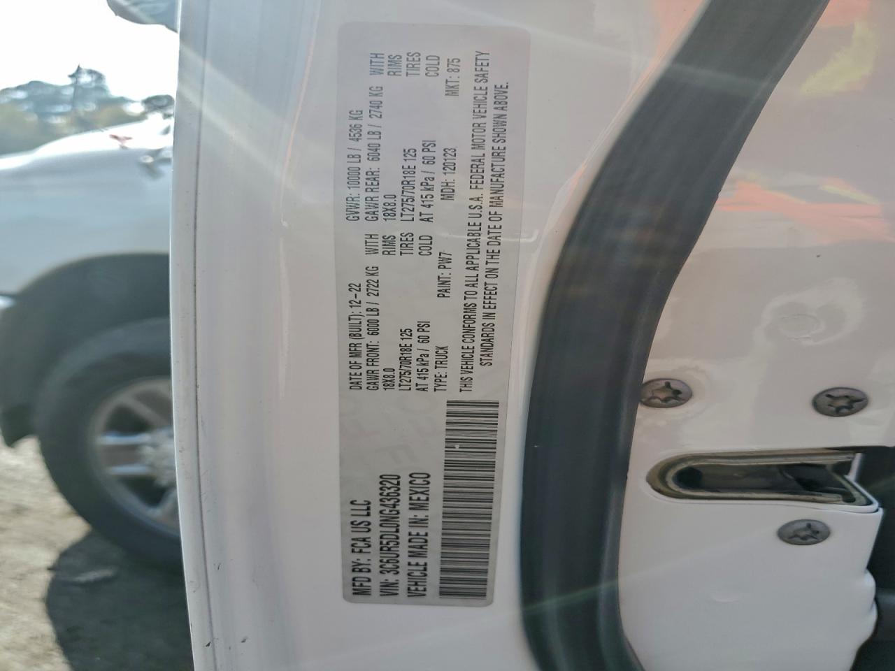 2022 Ram 2500 Big Horn/Lone Star VIN: 3C6UR5DL0NG436320 Lot: 94423525