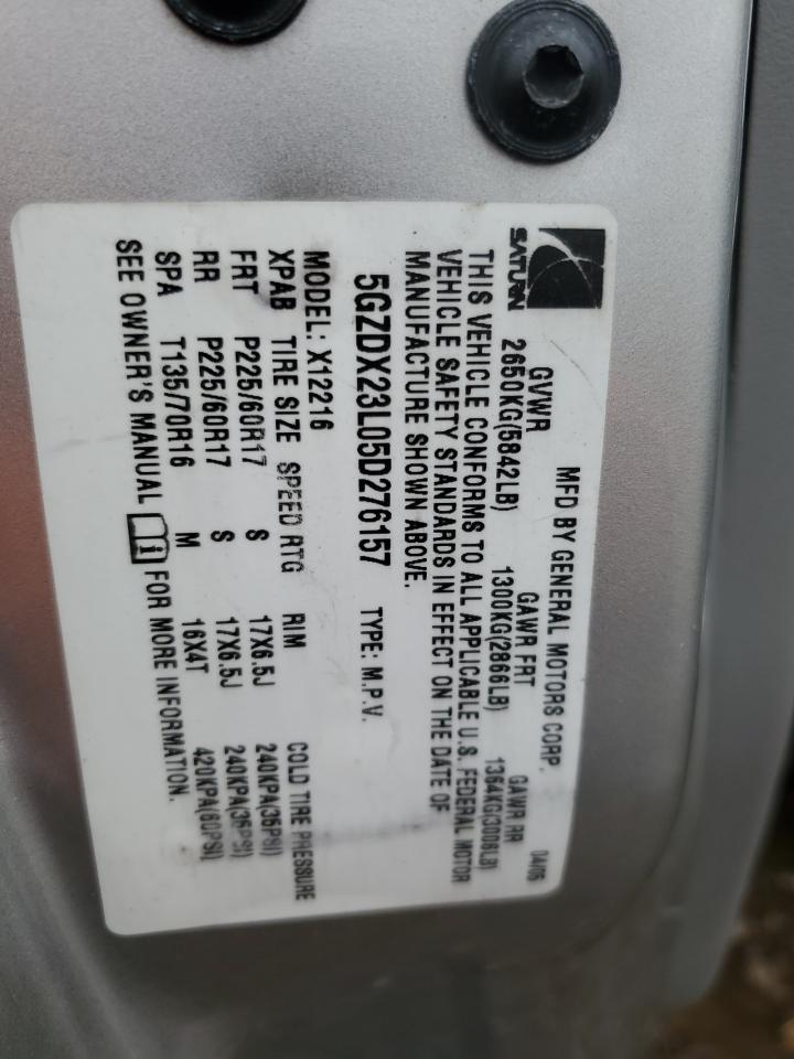 2005 Saturn Relay 3 VIN: 5GZDX23L05D276157 Lot: 93351155