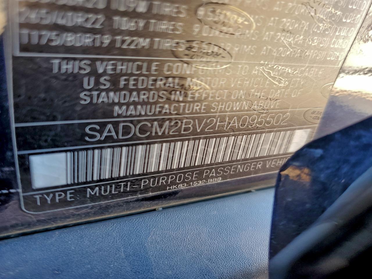 2017 Jaguar F-Pace S VIN: SADCM2BV2HA095502 Lot: 92815495