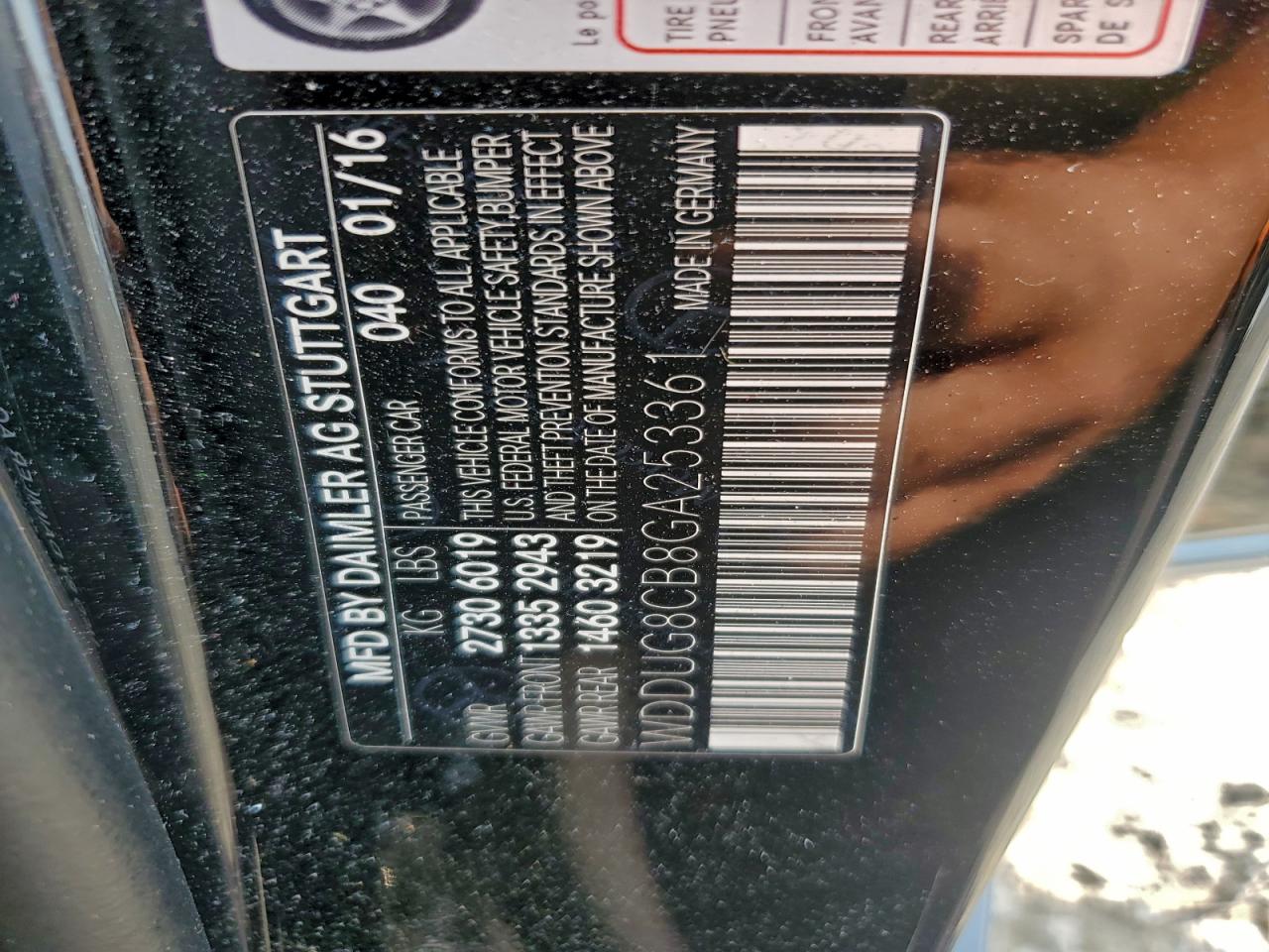 2016 Mercedes-Benz S 550 VIN: WDDUG8CB8GA253361 Lot: 93511345