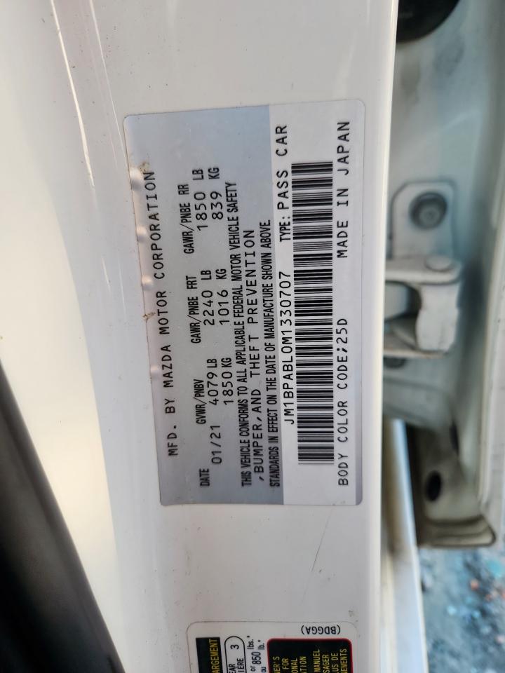 2021 Mazda 3 Select VIN: JM1BPABL0M1330707 Lot: 91802135