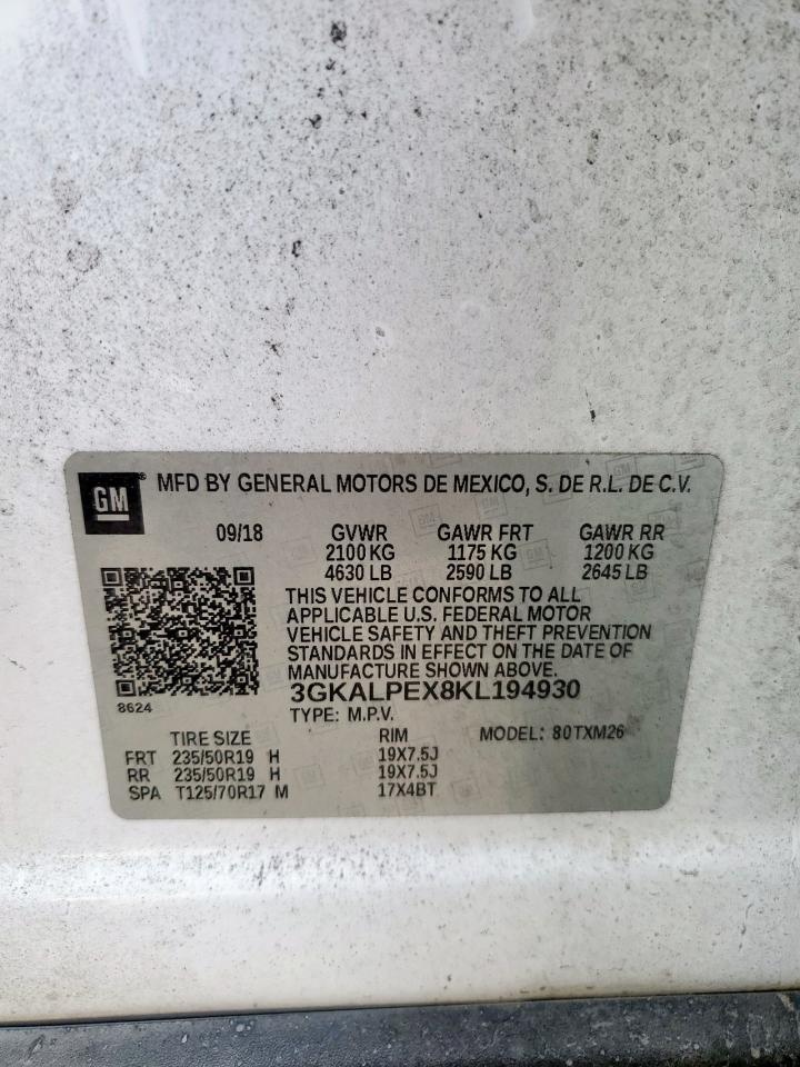 2019 GMC Terrain Slt VIN: 3GKALPEX8KL194930 Lot: 90795835