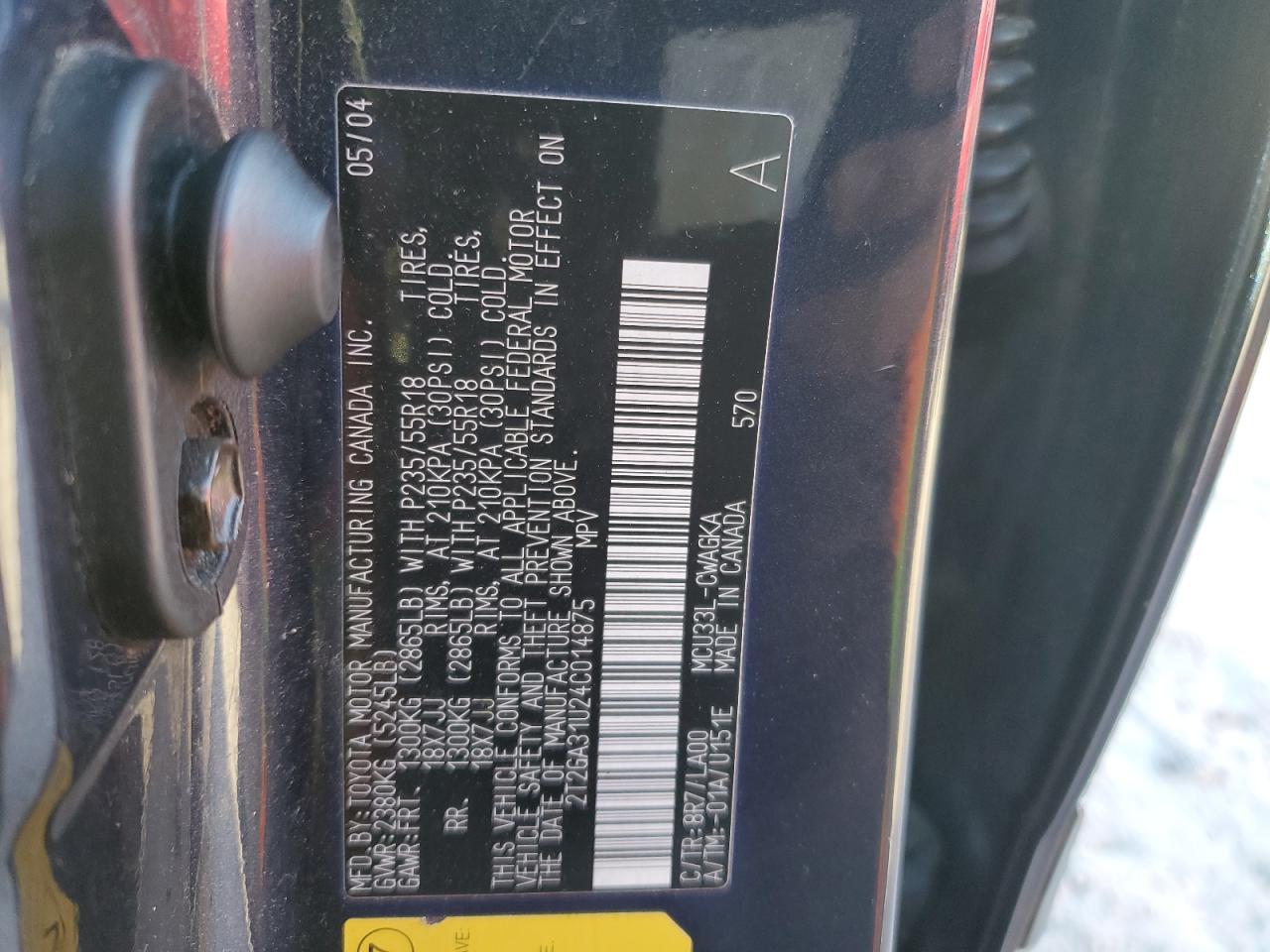 2004 Lexus Rx 330 VIN: 2T2GA31U24C014875 Lot: 93643755