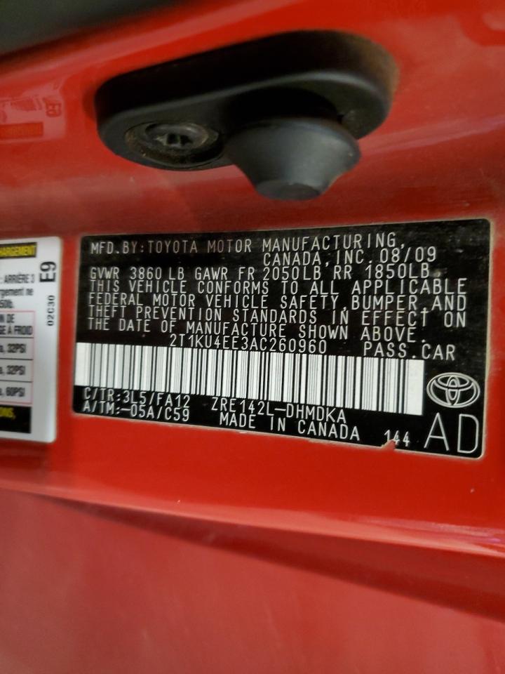 2010 Toyota Corolla Matrix VIN: 2T1KU4EE3AC260960 Lot: 93135845